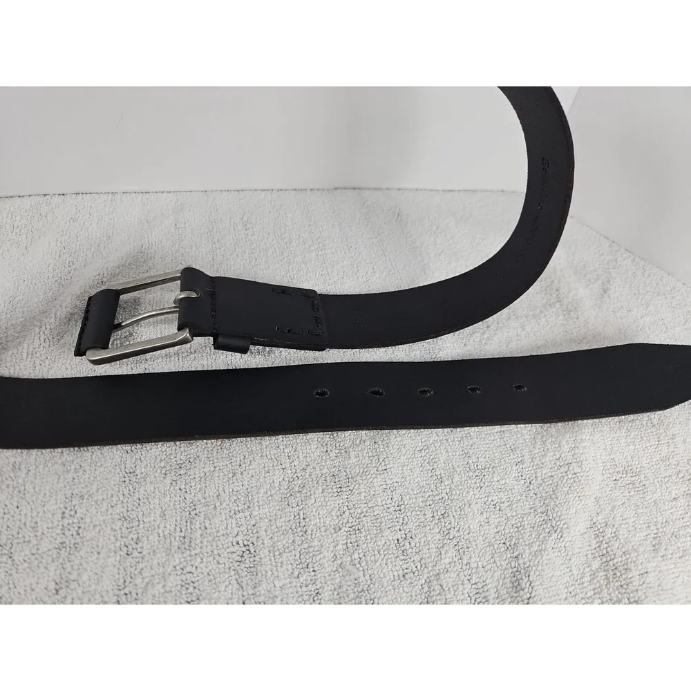 TIMBERLAND Unisex Plain‎ Black Genuine Leather Belt w/ Buckle Size 34 NEW